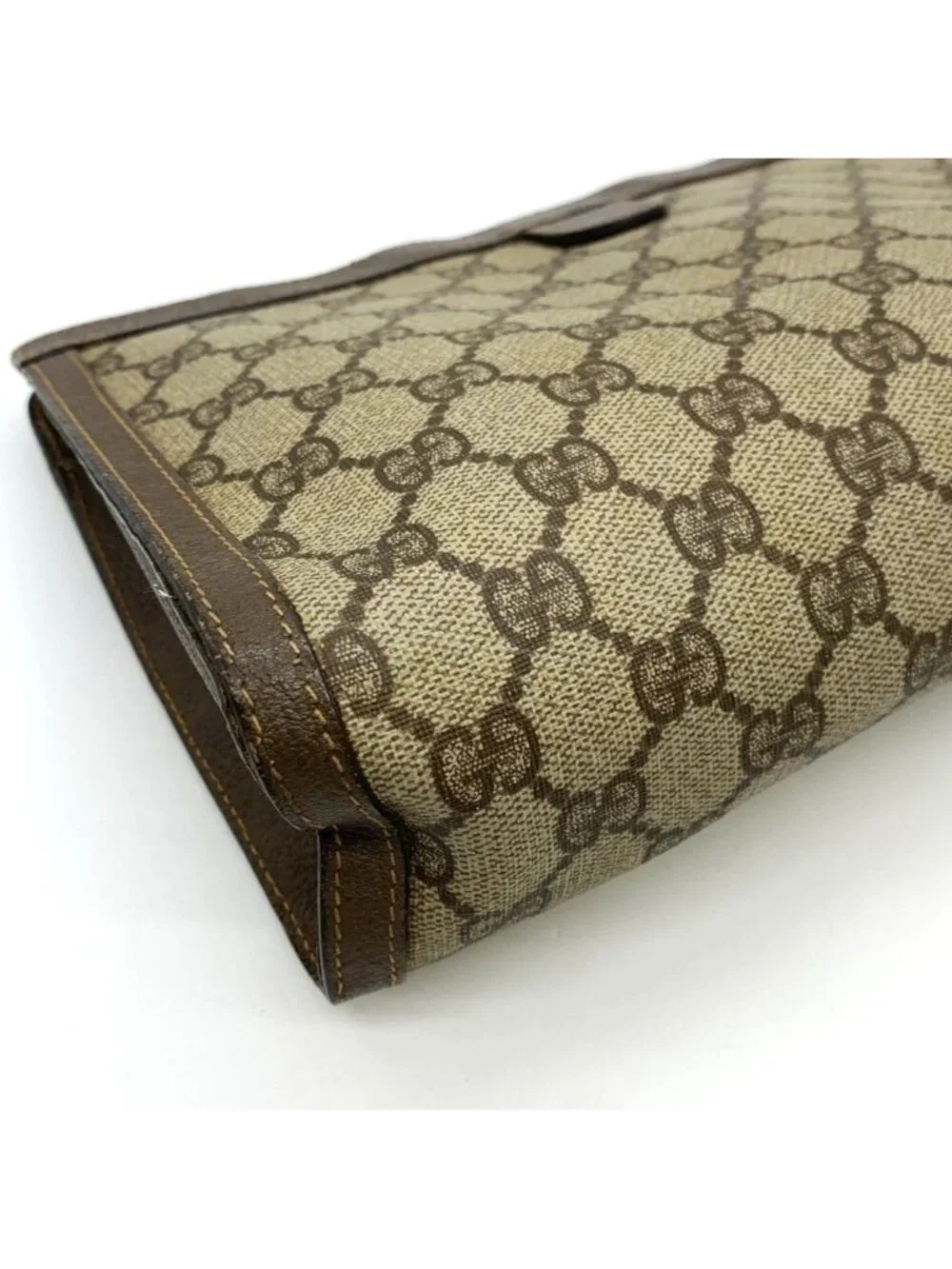Gucci 014 56 Clutch GG Supreme Canvas Vintage Brown